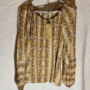 Print Metallic Shimmer Blouse - Size Large